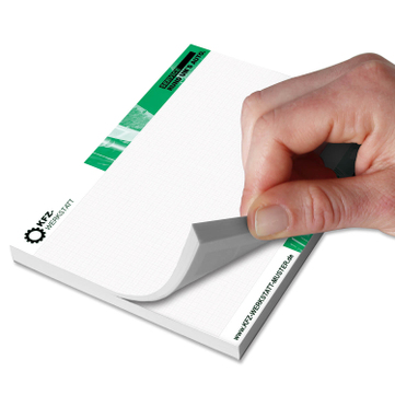 Notizblock: My Logo Block mit 100 Blatt, DIN A6 quer 2/0-Einzelblattdruck 