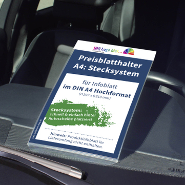 Preisblatthalter A4 Car-Fix DIN A4 Hoch mit Firmeneindruck - verschweißt