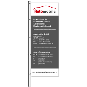 Fahnen Individual aus Mesh-Material, mit 5 Karabinerhaken, H 400 x B 150 cm H400 x B 150 cm