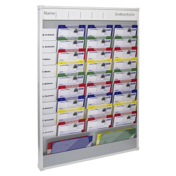 Plantafel 10+1 Reihe für 30x DIN A4 Auftragsmappen, Rahmen aus Kunststoff 
