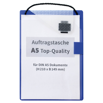 Auftragstasche A5 Top-Quality: verstärkte Schlüsseltasche, mit Klettverschluß für A5: Blau