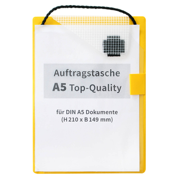 Auftragstasche A5 Top-Quality: verstärkte Schlüsseltasche, mit Klettverschluß für A5: Gelb