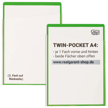 Auftragstasche A4 Twin-Pocket: 2-seitige Einschubfächer A4 Fächer oben offen Grün
