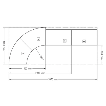 Empfangstheke TK7 Concept: Set mit 2 geraden Theken und 2 Tische (abgewinkelt) 