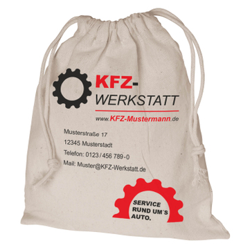 Radschrauben-Beutel mit Ihrem 1-Farb-Werbeaufdruck, Druck in schwarz 