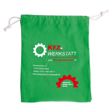 Radschrauben-Beutel mit Ihrem 1-farbigem Werbeaufdruck  Grün