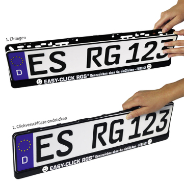 Kennzeichenhalter EASY-CLICK RGS ®: 10er-Set, mit Ihrem 1-Farb-Aufdruck 
