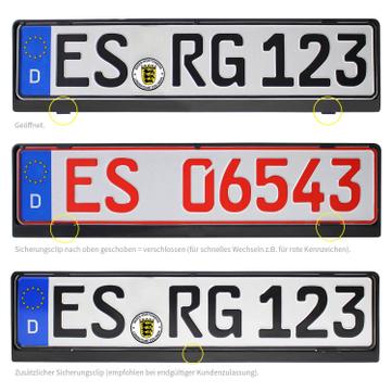 Kennzeichenhalter EASY-Comfort-RGS mit Schiebeverschluss unbedruckt / Blanko 