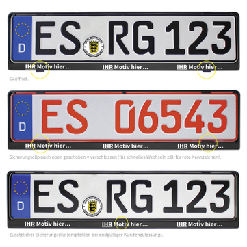 Kennzeichenhalter EASY-Comfort-RGS mit Schiebeverschluss mit 1-Farbdruck 