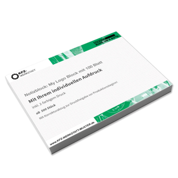 Notizblock: My Logo Block mit 100 Blatt, DIN A6 quer 2/0-Einzelblattdruck 