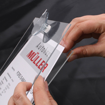 Preisblatthalter A4 mit 1x Maxi-Haftsauger: für A4 Infoblatt aus Acrylglas 