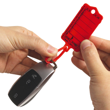 Schlüsselanhänger Autotag 2: mit Raster-Schnellverschluss, 200 Stück Rot