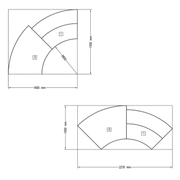 Empfangstheke TK2 Concept: Set aus Theke und Anbautisch, 45 Grad abgewinkelt 