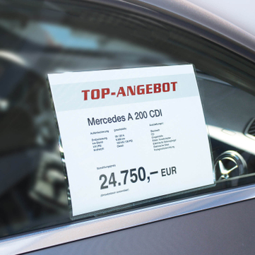 Preisblatthalter A4 Car-Fix: A4 Quer, Stecksystem, für KFZ  