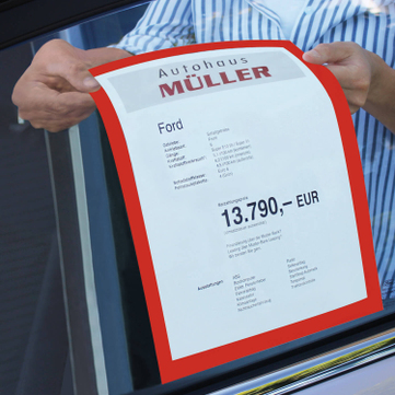 Hafttasche RGS: A4 selbsthaftend an Glasscheiben, bis 120° hitzebeständig 