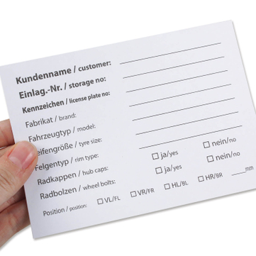 Reifenetiketten Zubehöretiketten: passend für Hüllen im Format DIN A6 