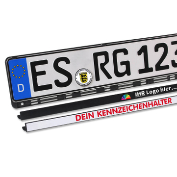 Kennzeichenhalter Universal: mit abnehmbarer Steckleiste, mit 1-Farbdruck 
