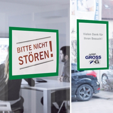 Hafttasche RGS: A4 selbsthaftend an Glasscheiben, bis 120° hitzebeständig 