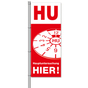 Fahne: HU hier Hauptuntersuchung / HU hier !  H 300 x B 120cm