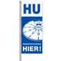 Fahne: HU hier Hauptuntersuchung / HU hier !  H 300 x B 120cm