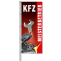 Fahne KFZ-Werkstatt Motiv: KFZ-Meisterbetrieb mit Bilder  H 375 x B 150cm