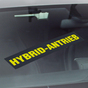 Hybrid-Antrieb Werbetext-Folie selbstklebend, von außen auf Glas klebend Hybrid-Antrieb