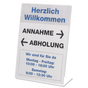 Werbeaufsteller L-Ständer, Tischaufsteller DIN A4 Hoch, aus Acrylglas 