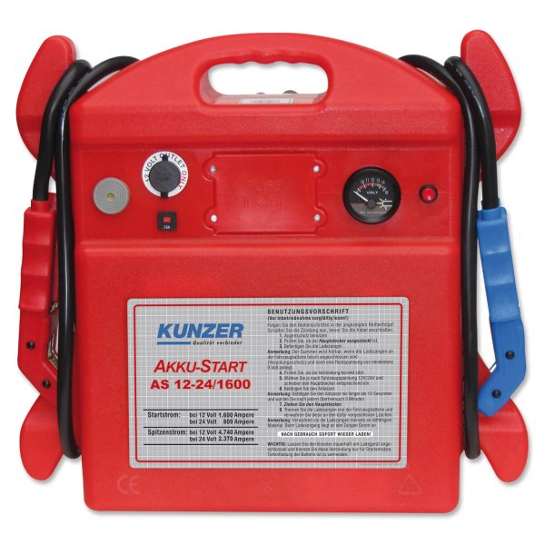 Kunzer Starthilfe AS 12-24/1600: Spitzenstrom 4740 A (12V) für 12 und 24  Volt Rot/Schwarz/Blau
