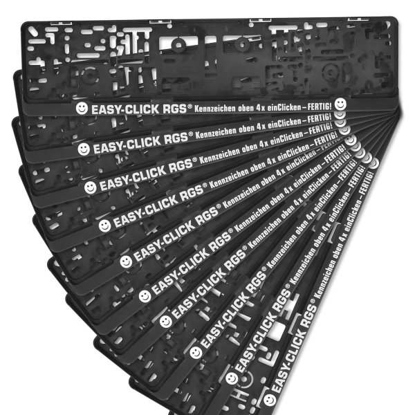 Kennzeichenhalter EASY-CLICK RGS ®: 10er-Set, mit Ihrem 1-Farb-Aufdruck  Schwarz